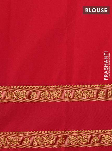 Mustard Yellow & Red Semi Kanchipram Silk - Buttas