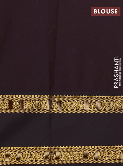 Lime Green & Coffee Brown Semi Kanchipram Silk - Buttas