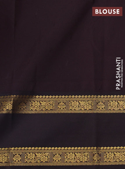 Peacock Green & Coffee Brown Semi Kanchipram Silk - Buttas