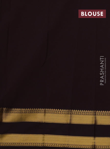 Peach Orange & Coffee Brown Semi Kanchipram Silk - Buttas