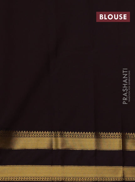 Mango Yellow & Coffee Brown Semi Kanchipram Silk - Buttas