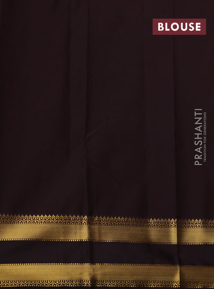 Yellow & Coffee Brown Semi Kanchipram Silk - Buttas