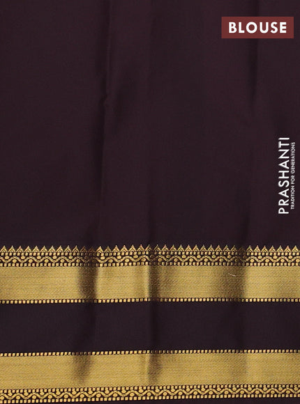 Blue & Coffee Brown Semi Kanchipram Silk - Buttas