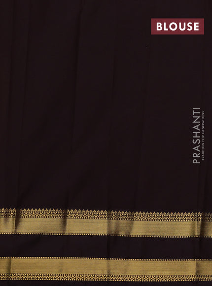 Mustard Yellow & Coffee Brown Semi Kanchipram Silk - Buttas