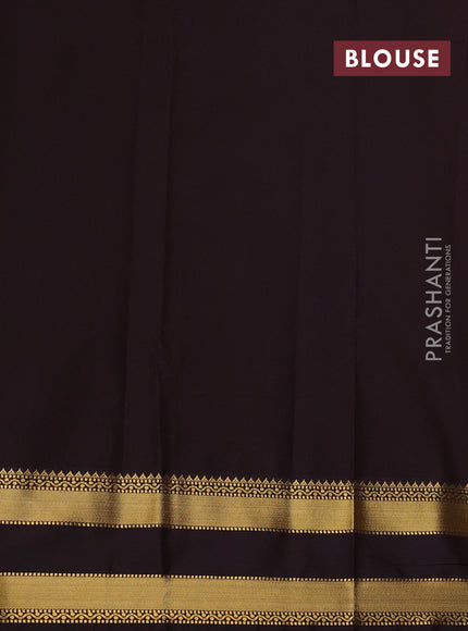 Beige & Coffee Brown Semi Kanchipram Silk - Buttas
