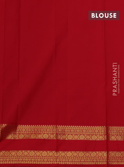 Coffee Brown & Red Semi Kanchipram Silk - Buttas