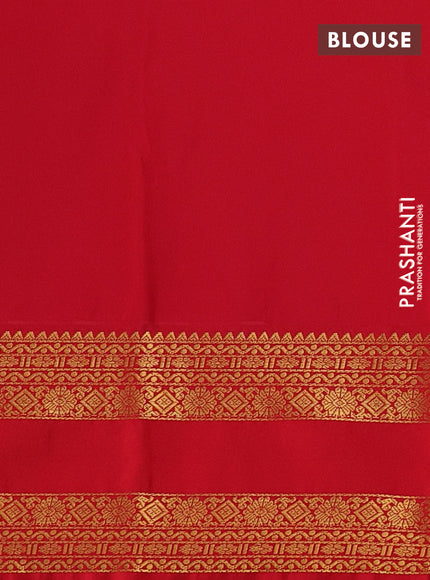 Bottle Green & Red Semi Kanchipram Silk - Buttas