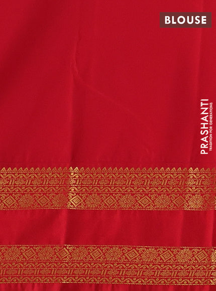 Blue & Red Semi Kanchipram Silk - Buttas