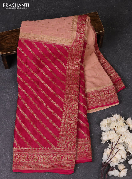 Peach & Magenta Pink Banarasi Crepe Saree - Half & Half