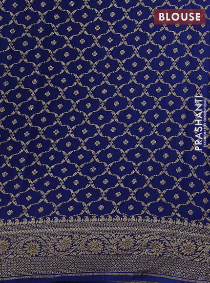 Teal Blue & Peacock Blue Banarasi Crepe  - Half & Half