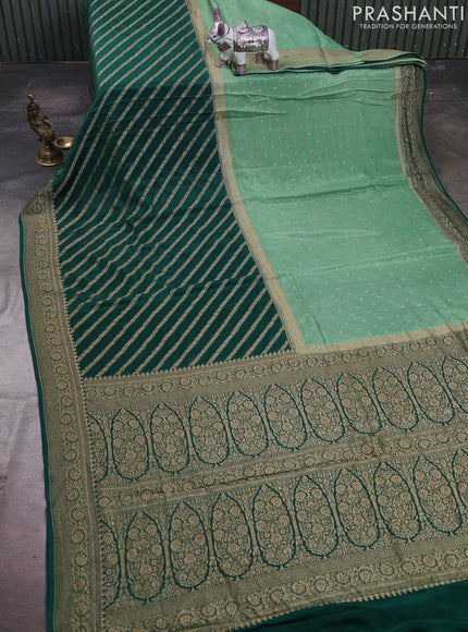 Pastel Green & Green Banarasi Crepe  - Half & Half