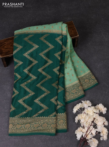 Pastel Green & Green Banarasi Crepe  - Half & Half