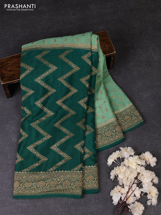 Pastel Green & Green Banarasi Crepe  - Half & Half