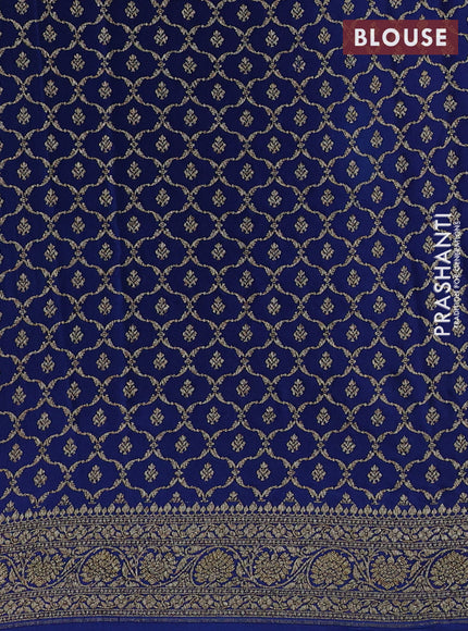 Teal Blue & Peacock Blue Banarasi Crepe  - Half & Half