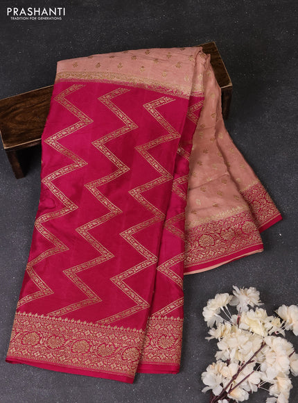 Peach & Pink Banarasi Crepe  - Half & Half