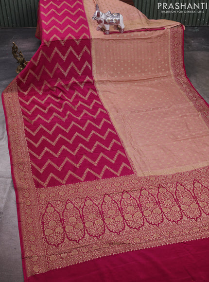 Peach & Pink Banarasi Crepe  - Half & Half
