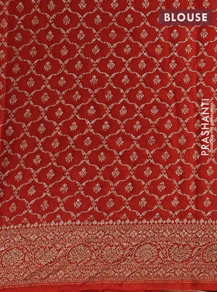 Yellow & Orange Banarasi Crepe  - Half & Half