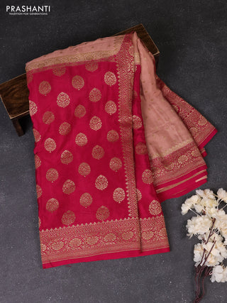 Peach & Pink Banarasi Crepe  - Half & Half