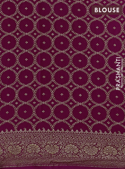 Pastel Purple & Magenta Pink Banarasi Crepe  - Half & Half