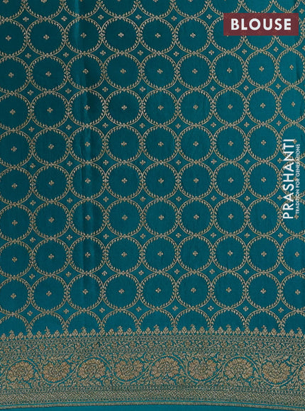 Pink & Teal Green Banarasi Crepe  - Half & Half