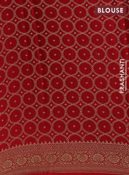 Yellow & Maroon Banarasi Crepe  - Half & Half