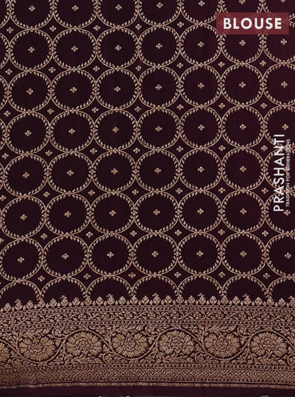 Pastel Blue & Wine Banarasi Crepe  - Half & Half