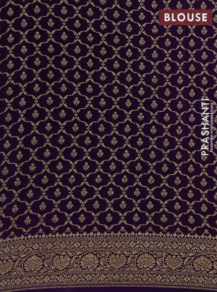 Lime Green & Violet Banarasi Crepe  - Half & Half