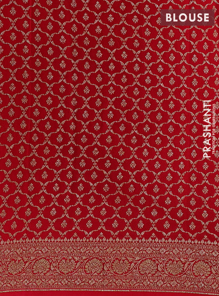 Purple & Red Banarasi Crepe  - Half & Half