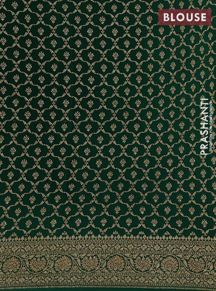 Red & Green Banarasi Crepe  - Half & Half