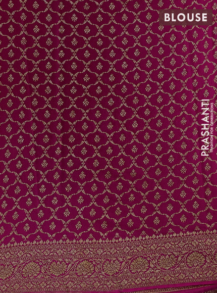 Lime Green & Pink Banarasi Crepe  - Half & Half