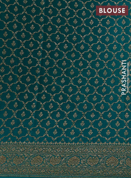 Pink & Teal Green Banarasi Crepe  - Half & Half