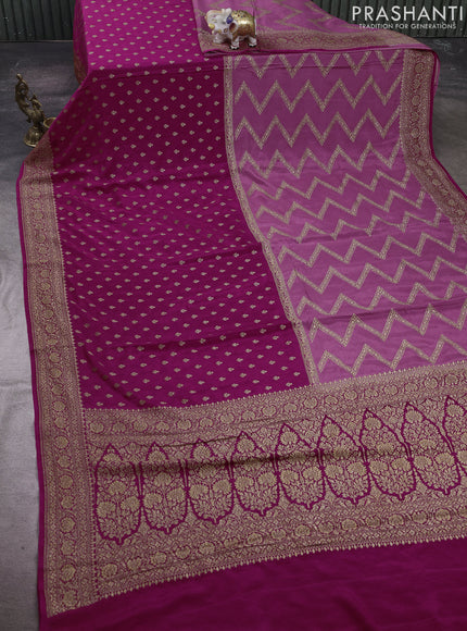 Mauve Pink & Pink Banarasi Crepe  - Half & Half