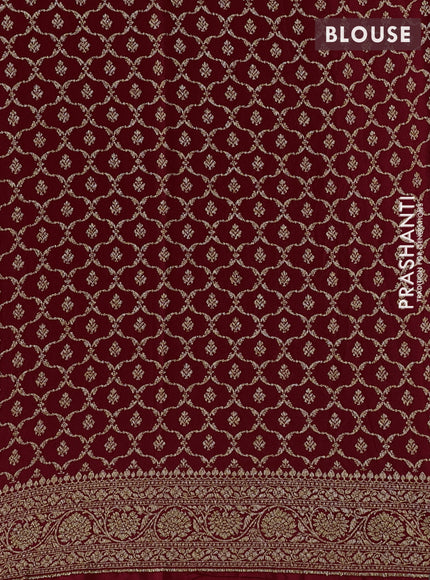 Mustard Yellow & Red Banarasi Crepe  - Half & Half