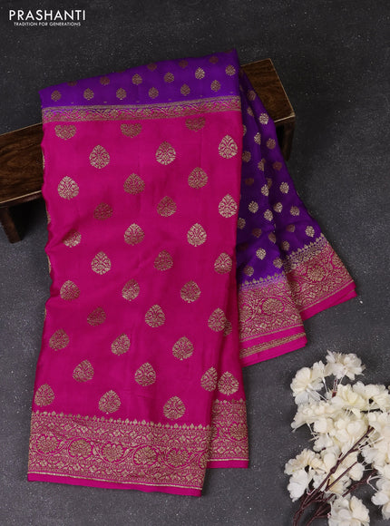 Purple & Pink Banarasi Crepe  - Half & Half
