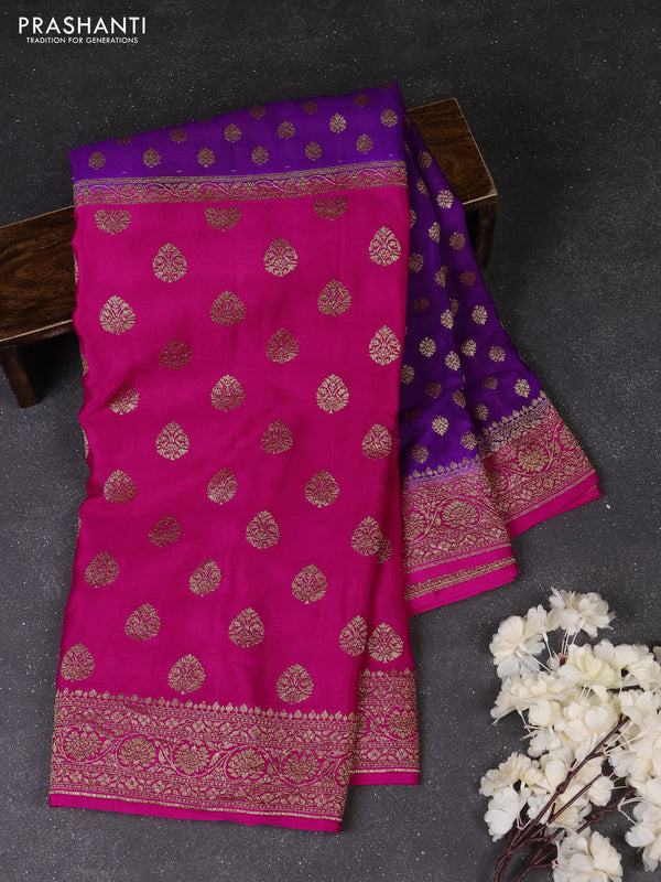 Purple & Pink Banarasi Crepe  - Half & Half