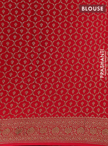 Blue & Red Banarasi Crepe  - Half & Half