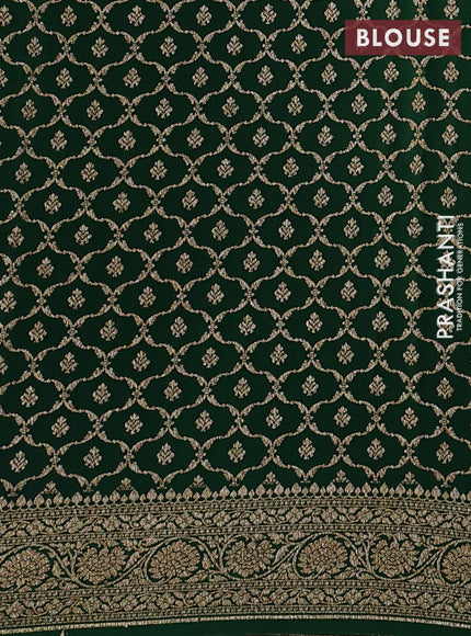 Mustard Yellow & Green Banarasi Crepe  - Half & Half