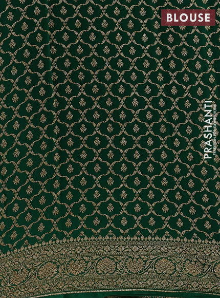 Red & Green Banarasi Crepe  - Half & Half