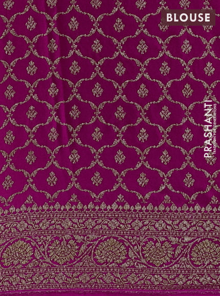 Pink & Royal Blue Banarasi Crepe  - Half & Half