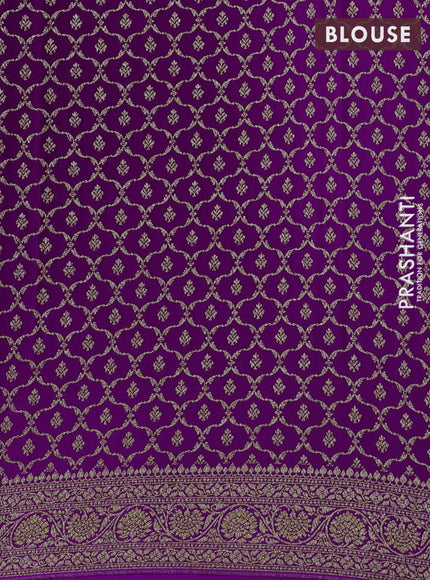 Teal Green & Purple Banarasi Crepe  - Half & Half