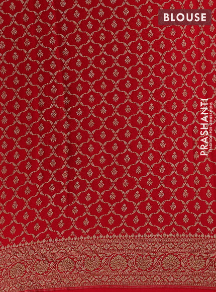 Green & Red Banarasi Crepe  - Half & Half