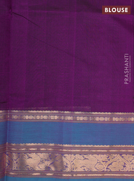 Purple & Blue Kanchipuram Silk Cotton - Buttas