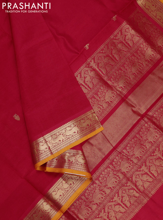 Red & Orange Kanchipuram Silk Cotton - Buttas