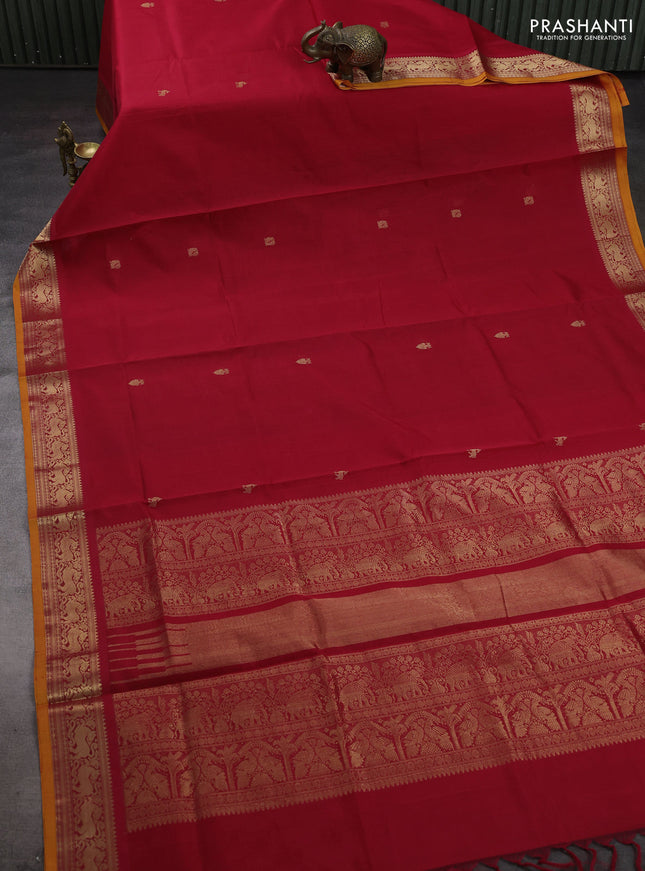 Red & Orange Kanchipuram Silk Cotton - Buttas