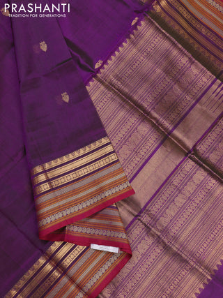 Purple Kanchipuram Silk Cotton - Buttas