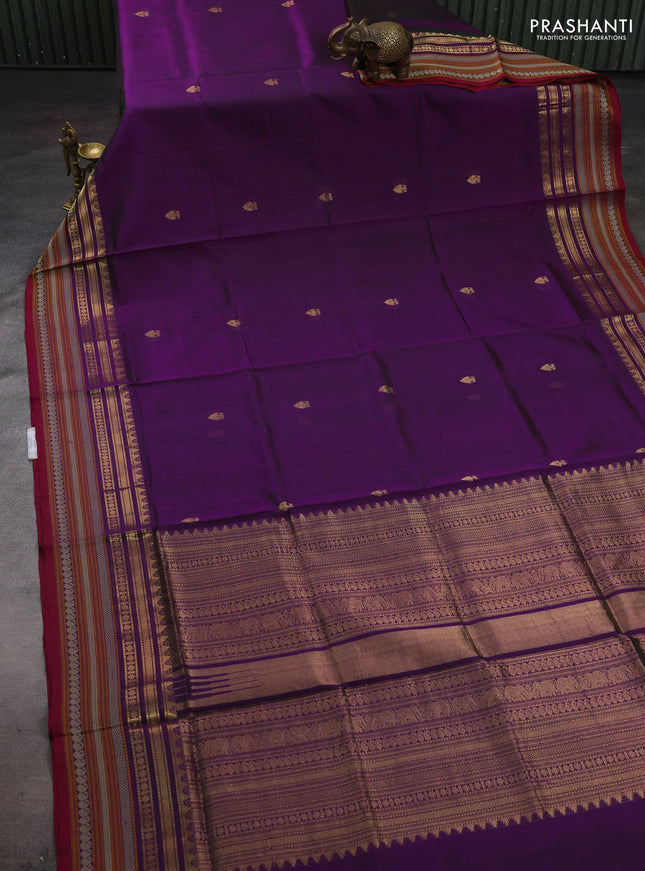 Purple Kanchipuram Silk Cotton - Buttas