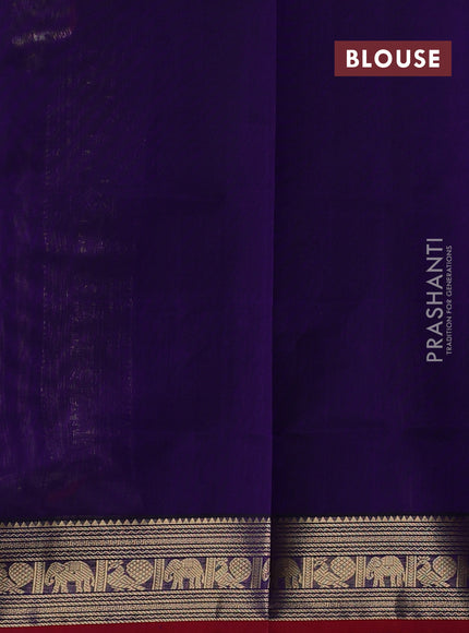 Blue & Red Kanchipuram Silk Cotton - Buttas