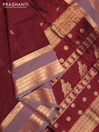 Maroon Kanchipuram Silk Cotton - Buttas