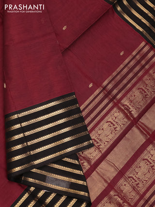 Maroon & Black Kanchipuram Silk Cotton - Buttas