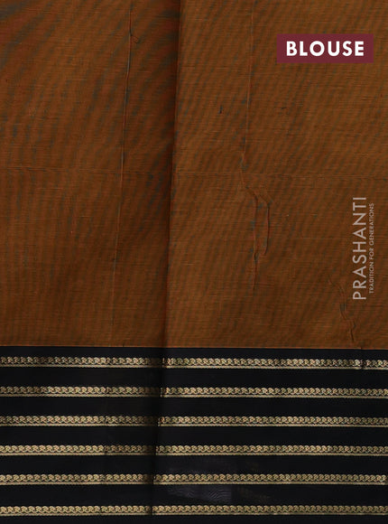 Mustard Yellow & Black Kanchipuram Silk Cotton - Buttas